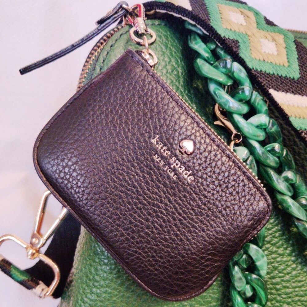 Kate Spade Lg Maise Bowler Satchel in Bottle/Black EUC + NEW Coin Purse/Straps - Picture 2 of 15